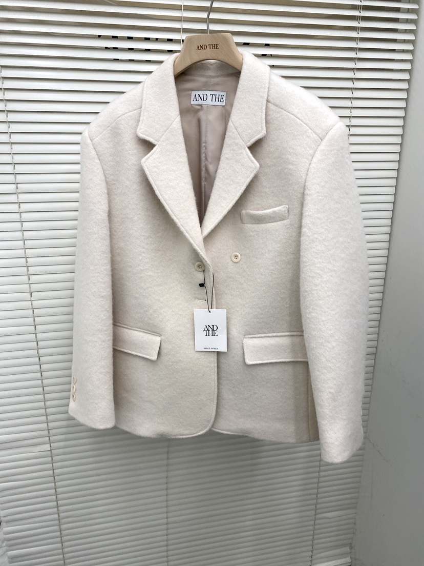AND THE韓國直郵㊣女裝新品人氣熱賣25秋冬休閑職業短款大衣AND THE短款大衣
