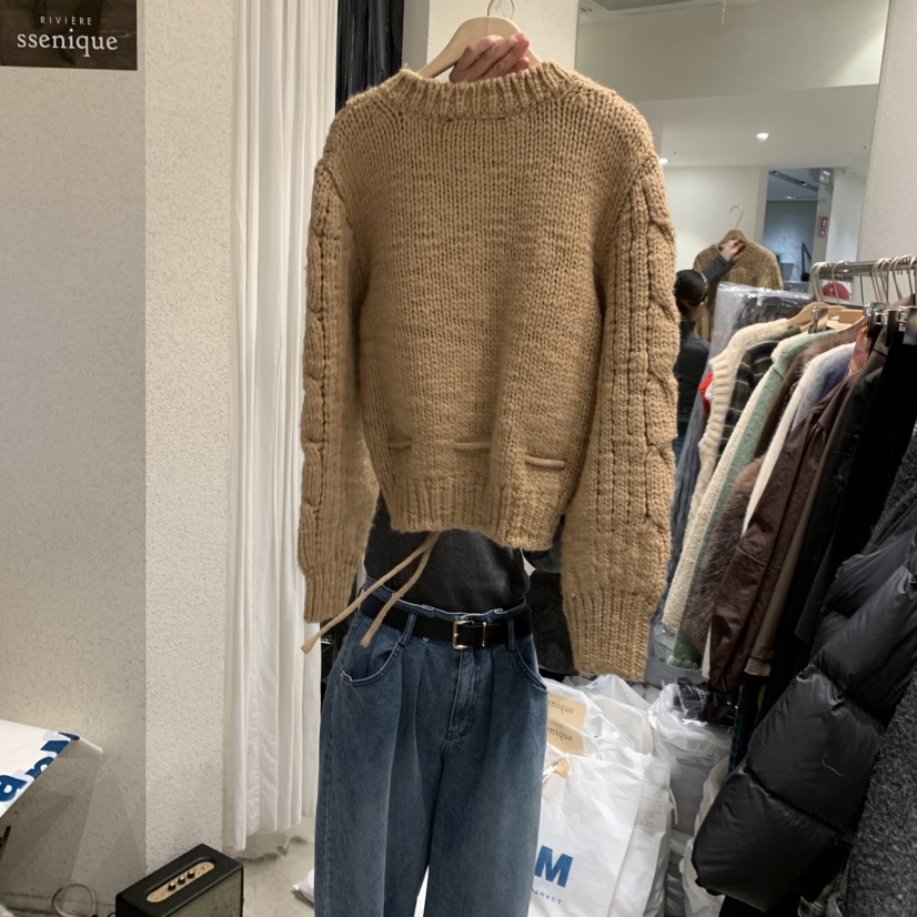 SSEMIENNE韓國代購㊣女士新款熱賣真品時尚職業毛衣手工開衫SSENIQUE毛衣