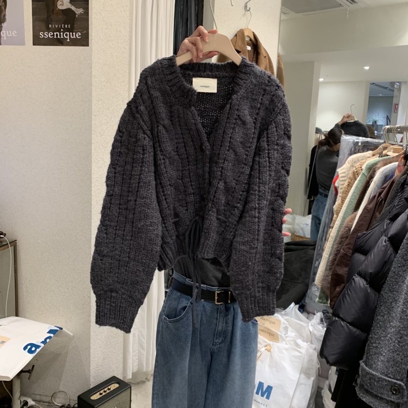 SSEMIENNE韓國代購㊣女士新款熱賣真品時尚職業毛衣手工開衫SSENIQUE毛衣圖色2