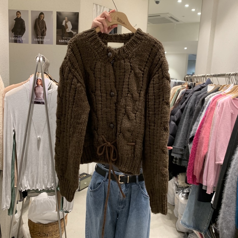 SSEMIENNE韓國代購㊣女士新款熱賣真品時尚職業毛衣手工開衫SSENIQUE毛衣圖色3