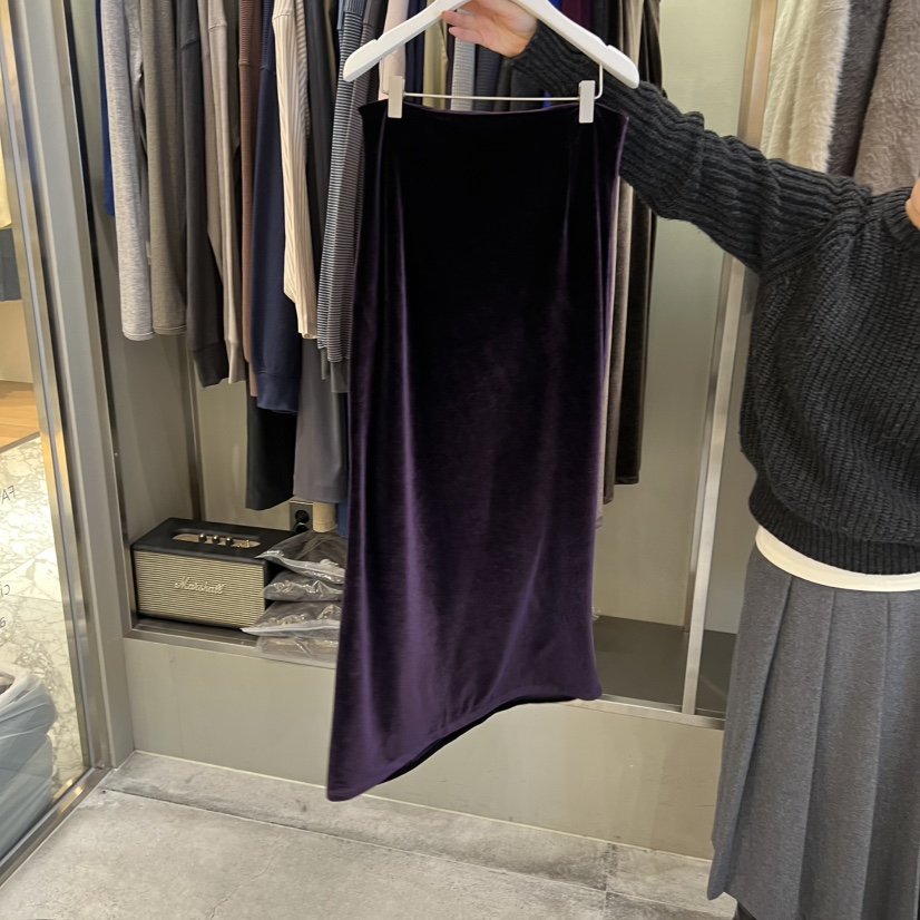 FAVE/FAVOURITE東大門㊣代購女士新品25秋冬職業長裙天鵝絨FAVOURITE長裙