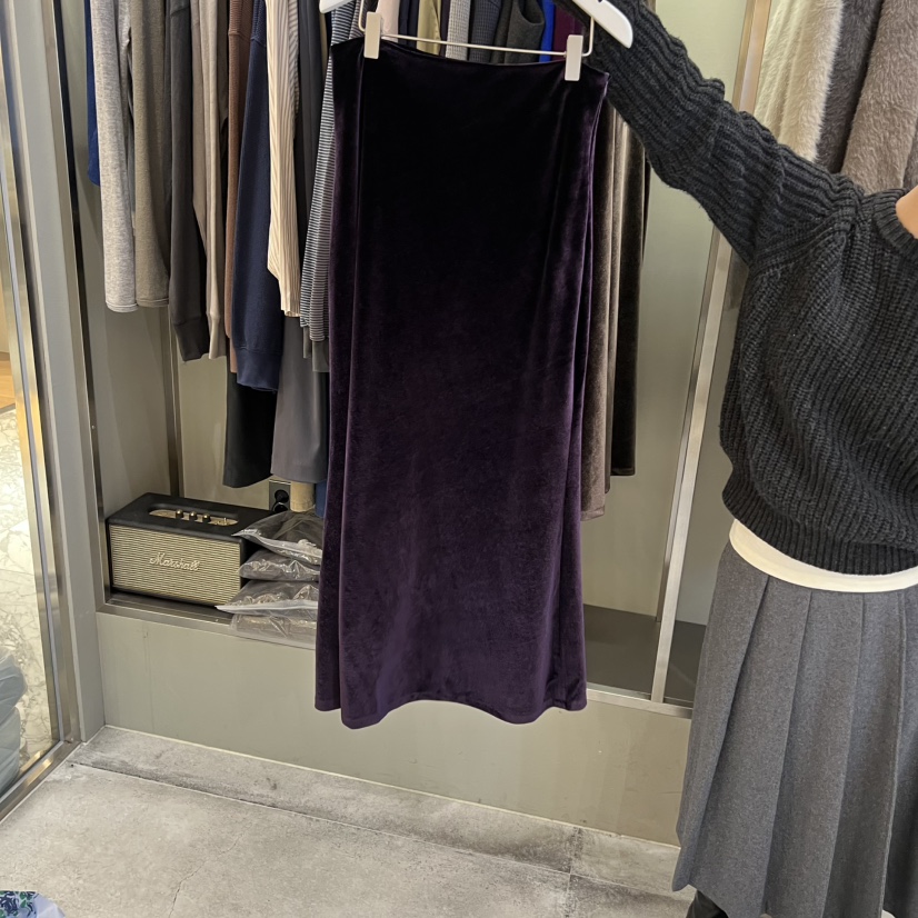 FAVE/FAVOURITE東大門㊣代購女士新品25秋冬職業長裙天鵝絨FAVOURITE長裙