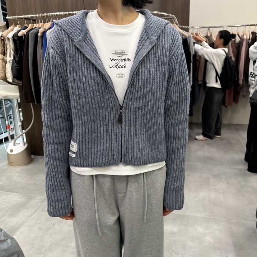 URBANSTORY/REMAKING東大門㊣直郵女裝新款職業針織衫連帽拉鏈衫Remaking/URBANSTORY針織衫圖色2