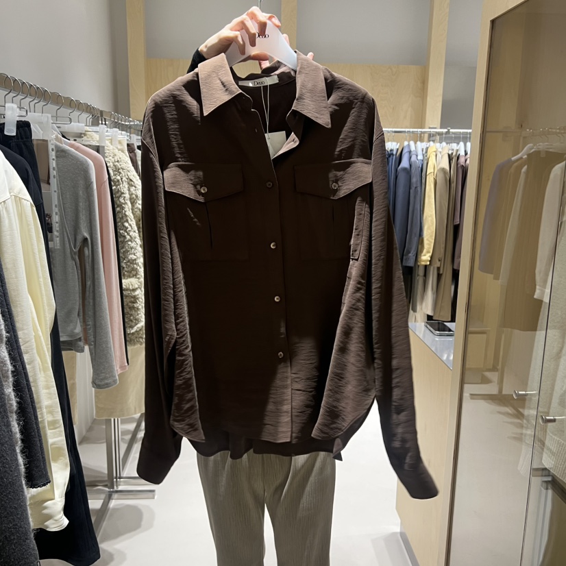 DEUO東大門㊣直郵女士新款人氣25秋冬熱賣時尚襯衫蕾絲衫口袋DEUO襯衫/蕾絲衫圖色2