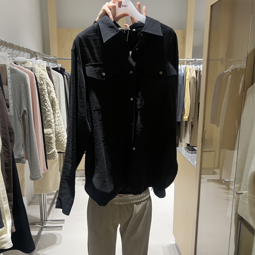 DEUO東大門㊣直郵女士新款人氣25秋冬熱賣時尚襯衫蕾絲衫口袋DEUO襯衫/蕾絲衫圖色3