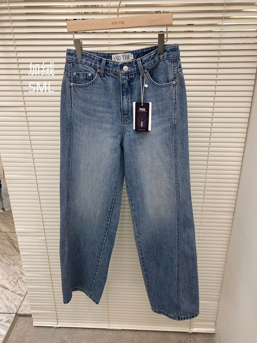 AND THE韓國代購㊣女裝新品推薦真品時尚職業人氣熱賣牛仔褲AND THE牛仔褲