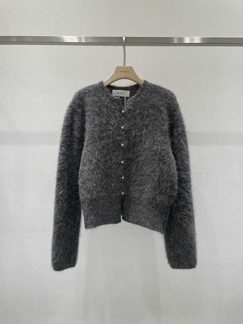 RE STYLE-Q韓國代購㊣女士新款真品熱賣針織衫馬海毛開衫RE STYLE針織衫圖色3