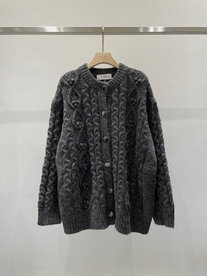 RE STYLE-Q東大門㊣直郵女士新品熱賣休閑25秋冬針織衫開衫RE STYLE針織衫圖色2