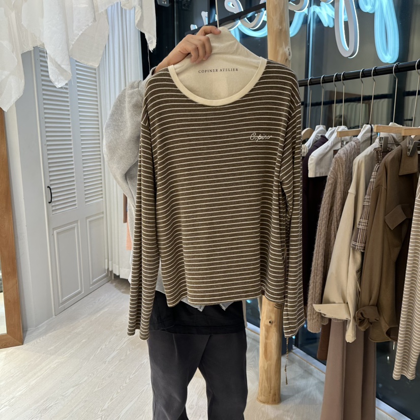 COPINER東大門㊣代購女士新品25秋冬推薦休閑熱賣真品長袖T恤COPINER長袖T恤圖色2