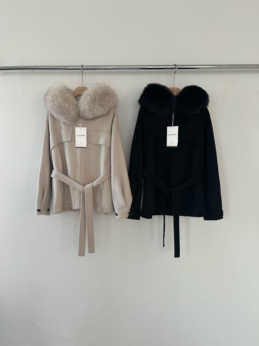 2ND GATE韓國代購㊣女裝新款職業真品短款大衣可拆卸含腰帶2ND GATE短款大衣