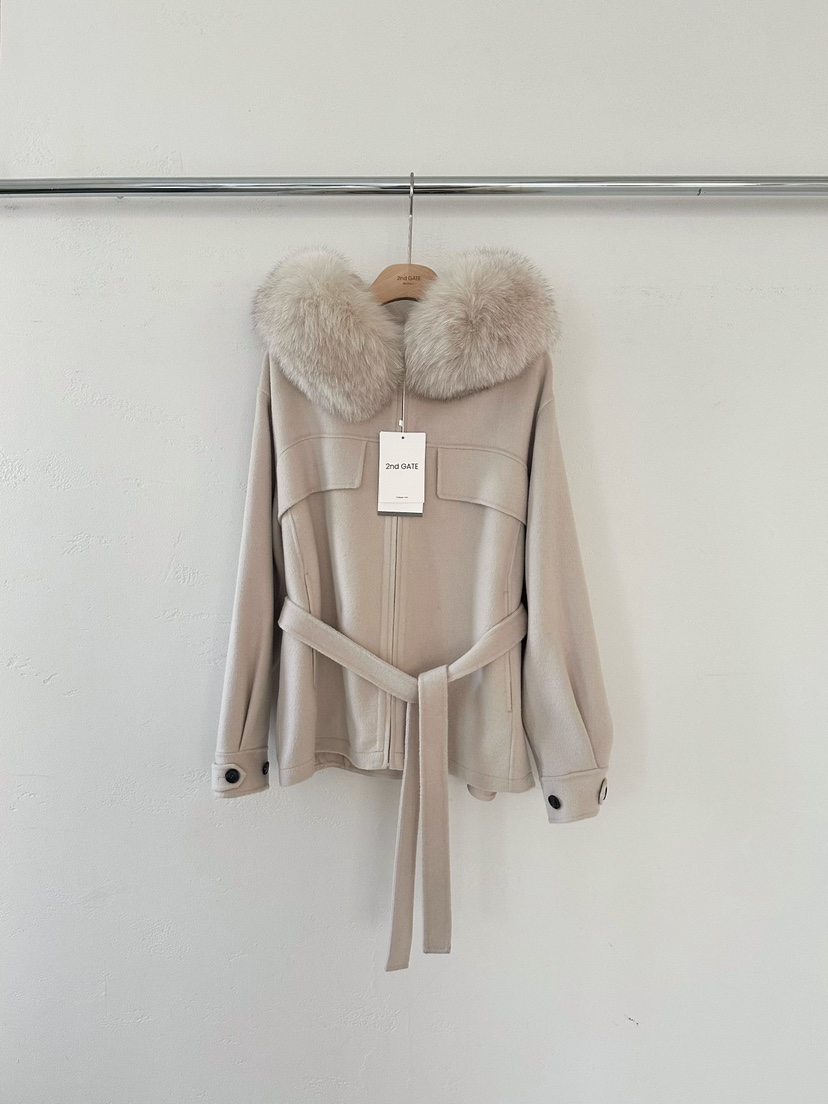 2ND GATE韓國代購㊣女裝新款職業真品短款大衣可拆卸含腰帶2ND GATE短款大衣