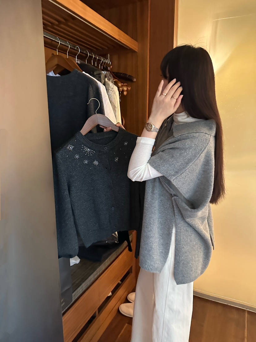 2ND GATE韓國直郵㊣女士新品時尚人氣職業休閑針織衫羊毛披肩2ND GATE針織衫