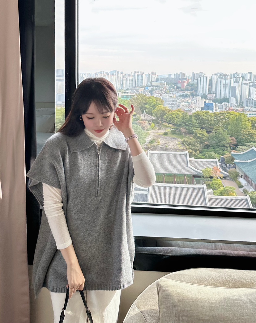 2ND GATE韓國直郵㊣女士新品時尚人氣職業休閑針織衫羊毛披肩2ND GATE針織衫