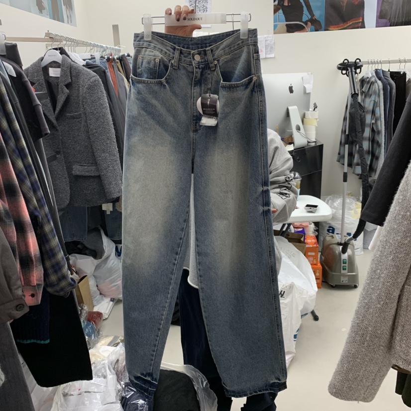 SOLD OUT韓國代購㊣女裝新品休閑職業推薦人氣真品25秋冬牛仔褲SOLD OUT牛仔褲
