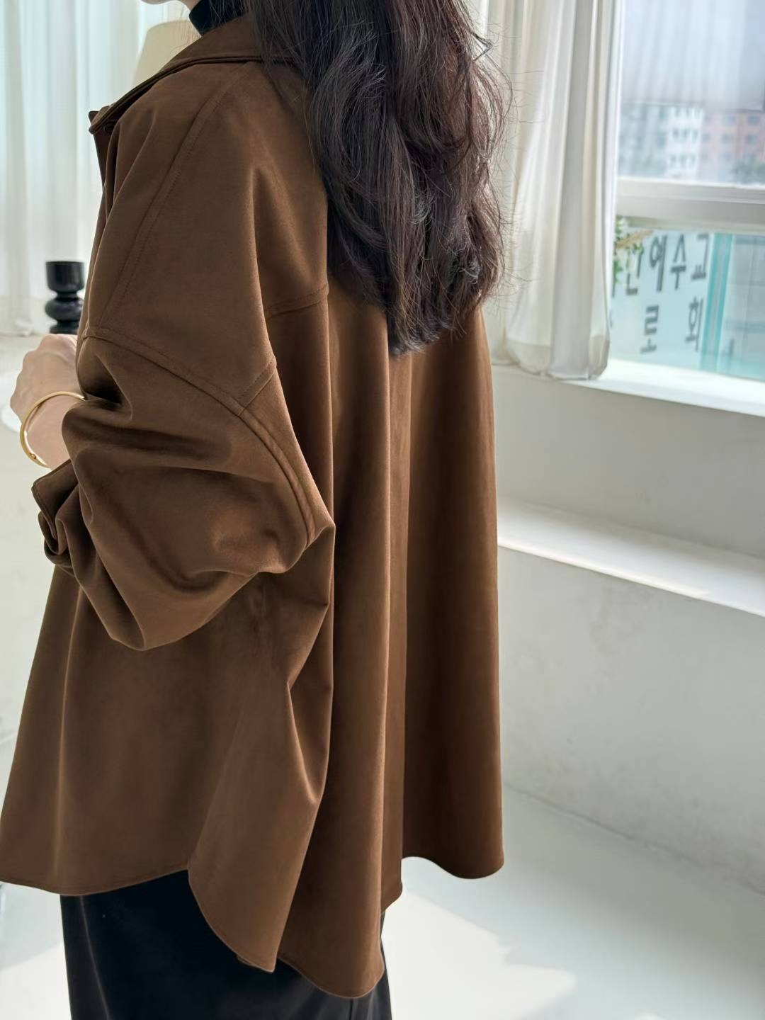 1mm韓國直郵㊣女士新品職業25秋冬襯衫蕾絲衫不含內搭絨面革1mm襯衫/蕾絲衫