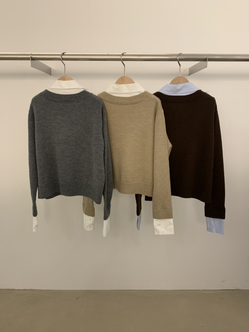 UNDER KEY東大門㊣實拍女士新款推薦職業休閑針織衫V領羊毛UNDER KEY針織衫