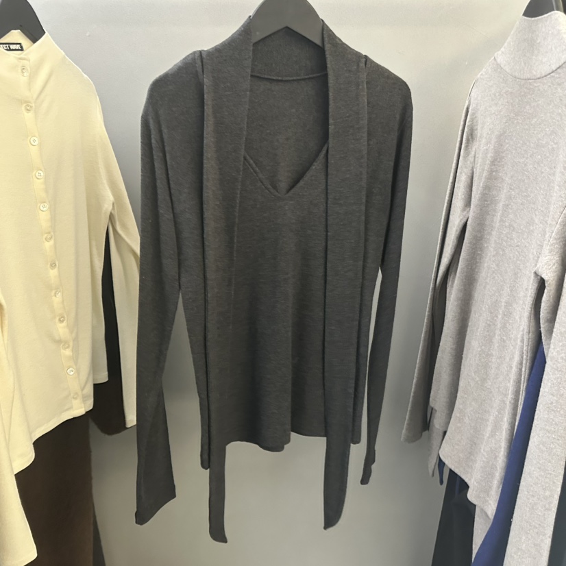 PROJECT WAVE-P東大門㊣直郵女士新品熱賣推薦長袖T恤假兩件PROJECT WAVE長袖T恤圖色2墨色