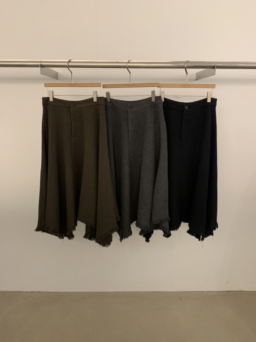 UNDER KEY韓國代購㊣女士新品25秋冬休閑真品長裙羊毛流蘇UNDER KEY長裙