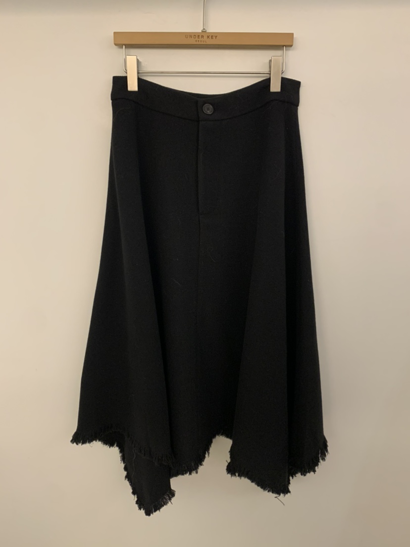 UNDER KEY韓國代購㊣女士新品25秋冬休閑真品長裙羊毛流蘇UNDER KEY長裙圖色2黑色