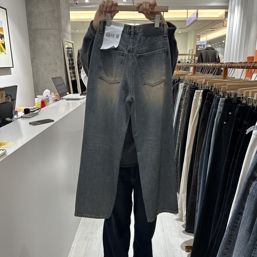 GRAYMELLOW韓國代購㊣女裝新品25秋冬人氣時尚熱賣職業牛仔褲GRAYMELLOW牛仔褲
