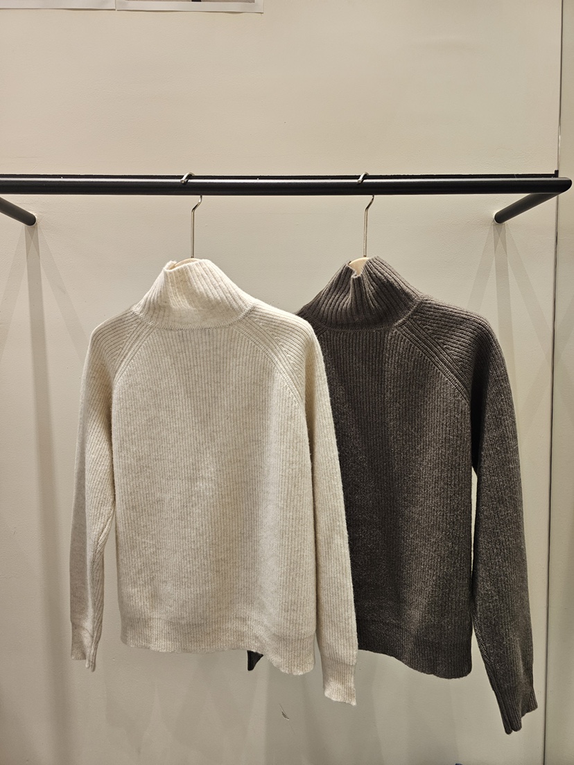 NEOUL東大門㊣實拍女裝新款人氣時尚推薦職業針織衫高領紐扣NEOUL/ahin雙領標簽針織衫