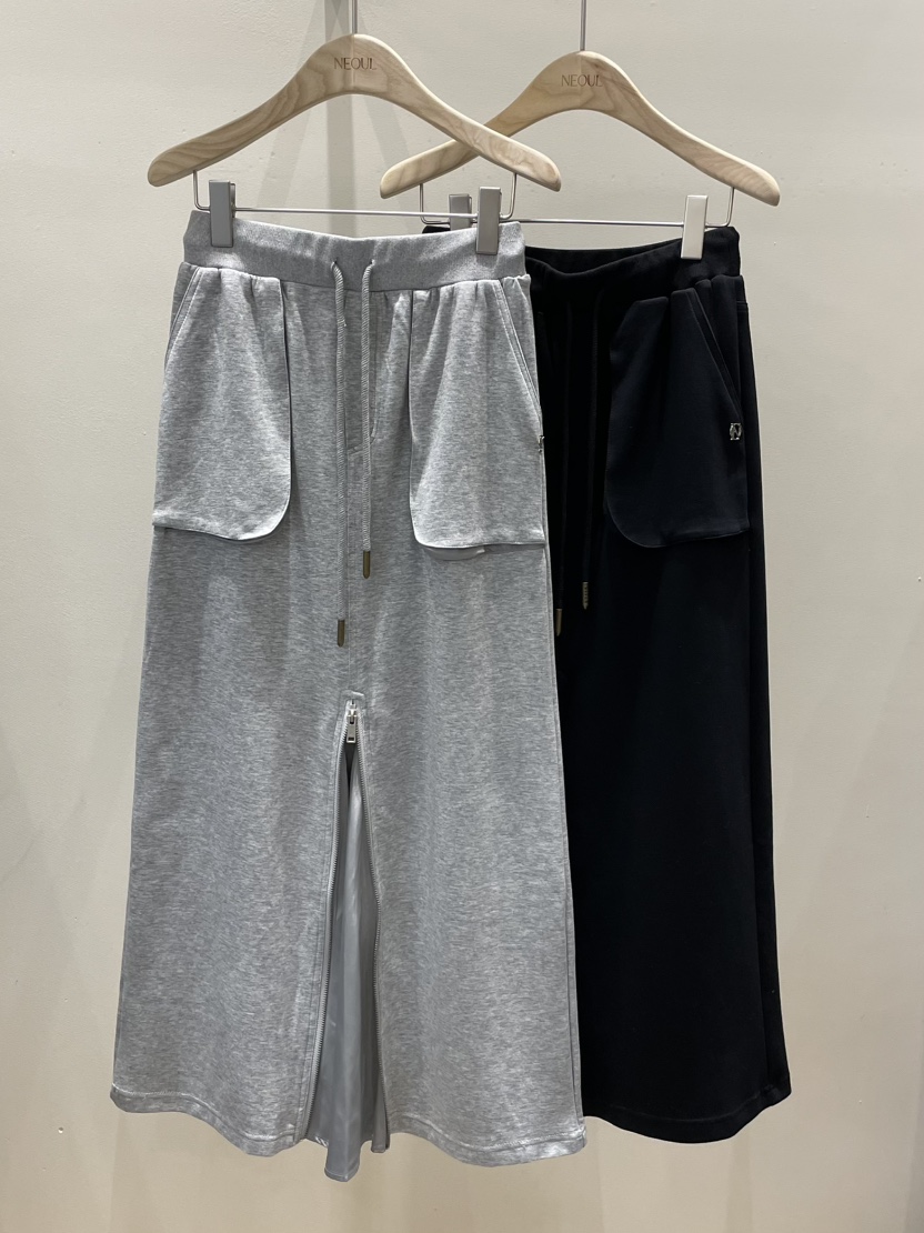 NEOUL韓國代購㊣女士新品推薦職業人氣時尚熱賣長裙拉鏈長款NEOUL/ahin雙領標簽長裙