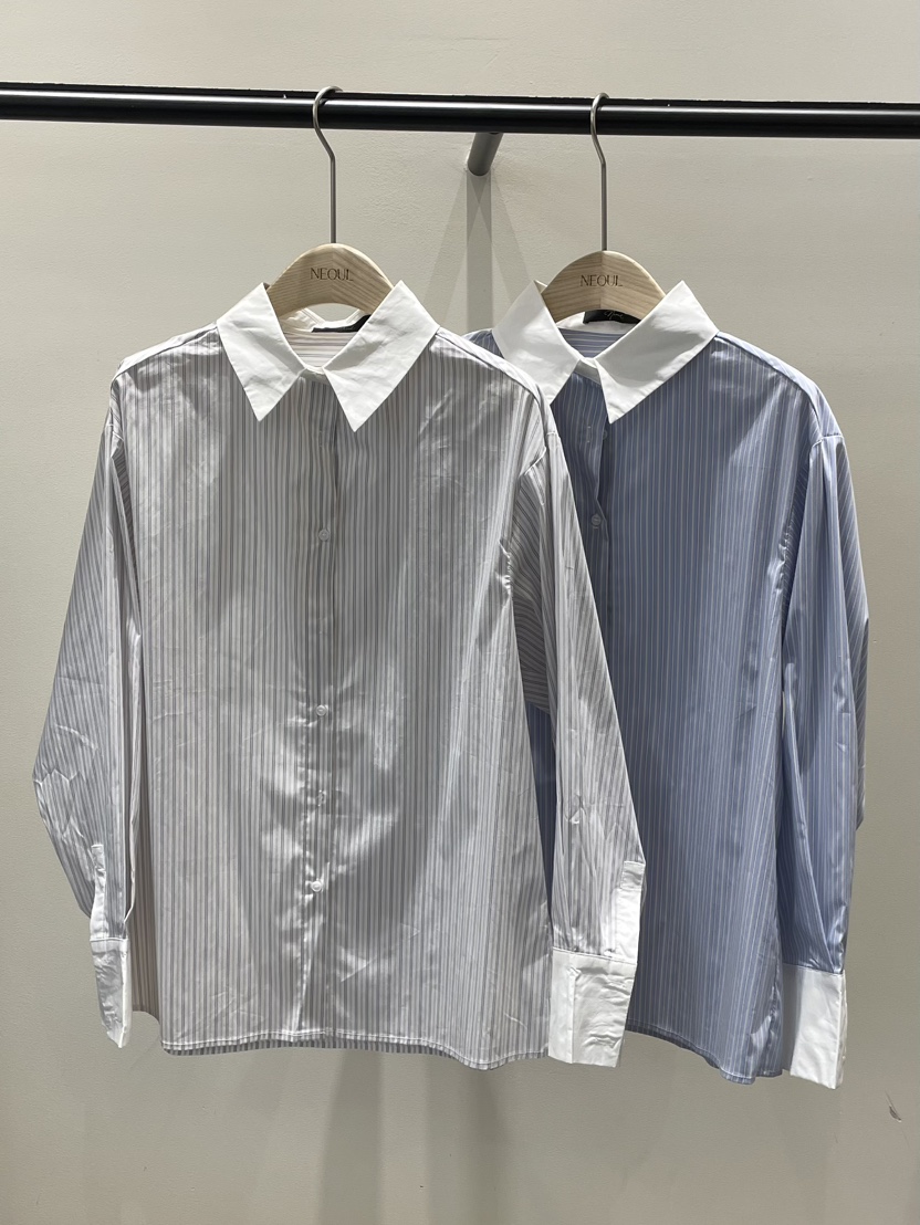 NEOUL韓國代購㊣女士新款25秋冬熱賣推薦人氣職業襯衫蕾絲衫NEOUL/ahin雙領標簽襯衫/蕾絲衫