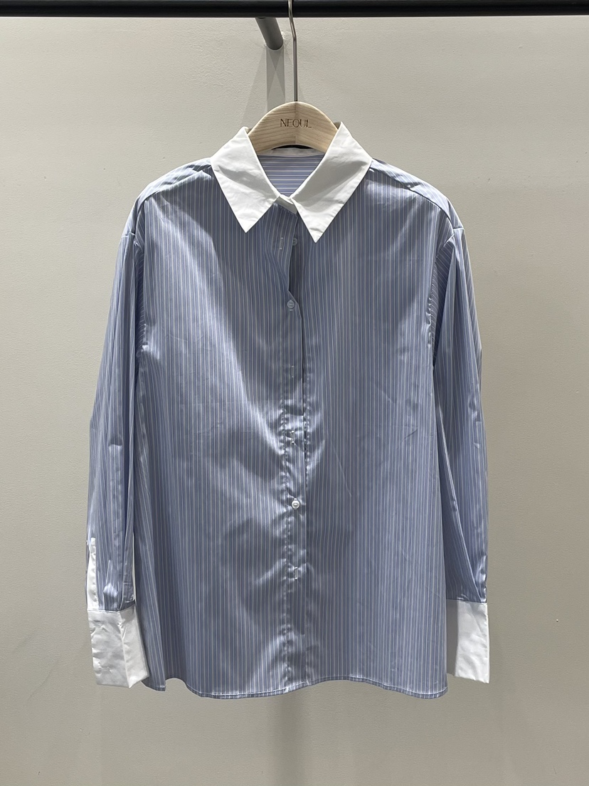 NEOUL韓國代購㊣女士新款25秋冬熱賣推薦人氣職業襯衫蕾絲衫NEOUL/ahin雙領標簽襯衫/蕾絲衫圖色2