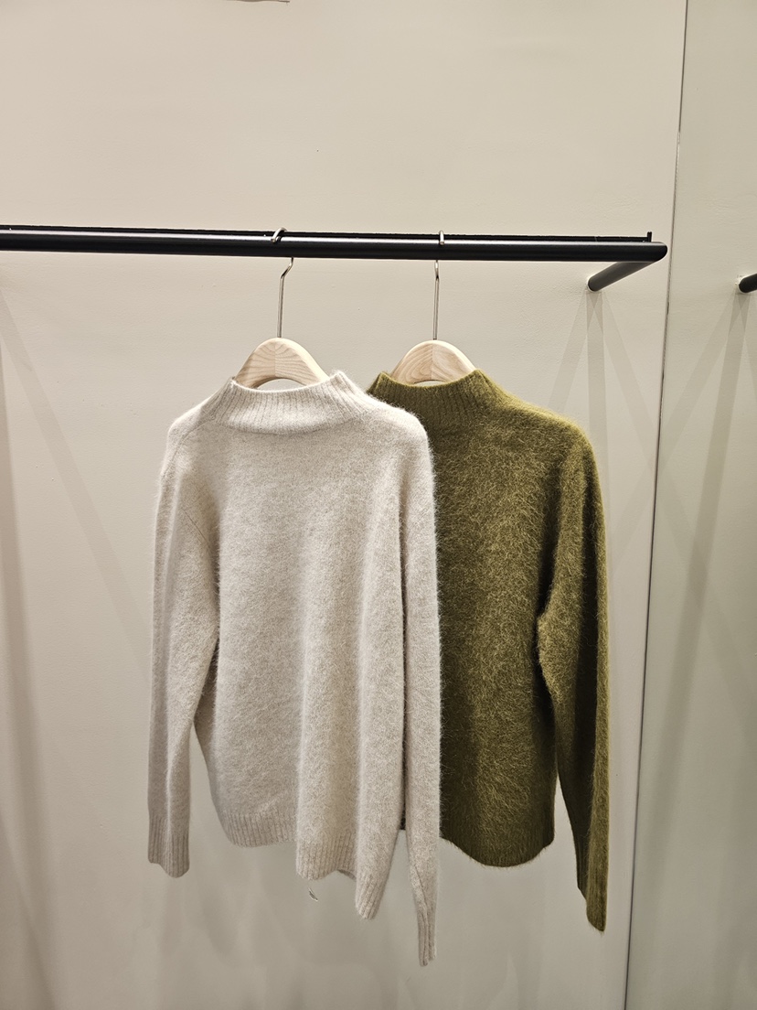 NEOUL韓國代購㊣女士新品25秋冬真品推薦熱賣休閑針織衫浣熊NEOUL/ahin雙領標簽針織衫