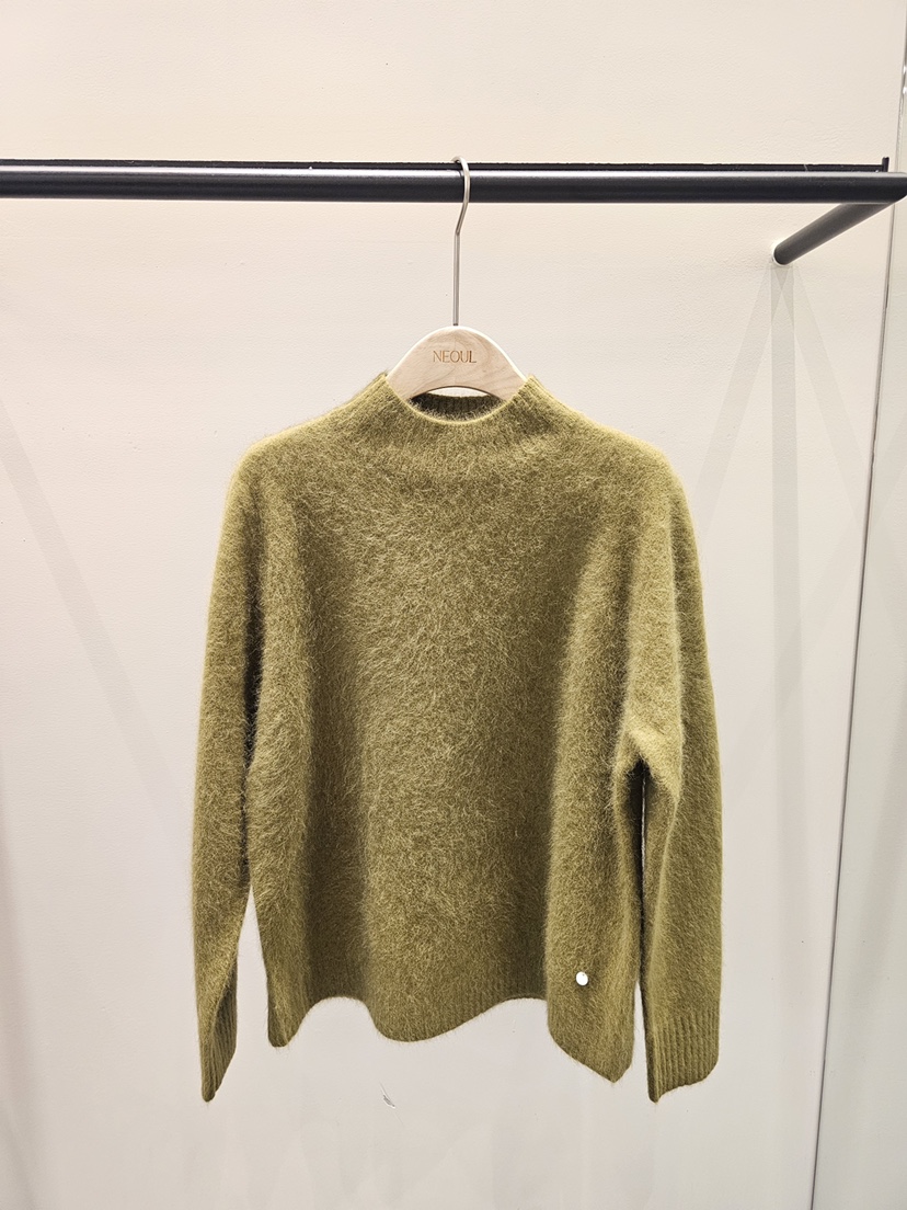 NEOUL韓國代購㊣女士新品25秋冬真品推薦熱賣休閑針織衫浣熊NEOUL/ahin雙領標簽針織衫圖色2