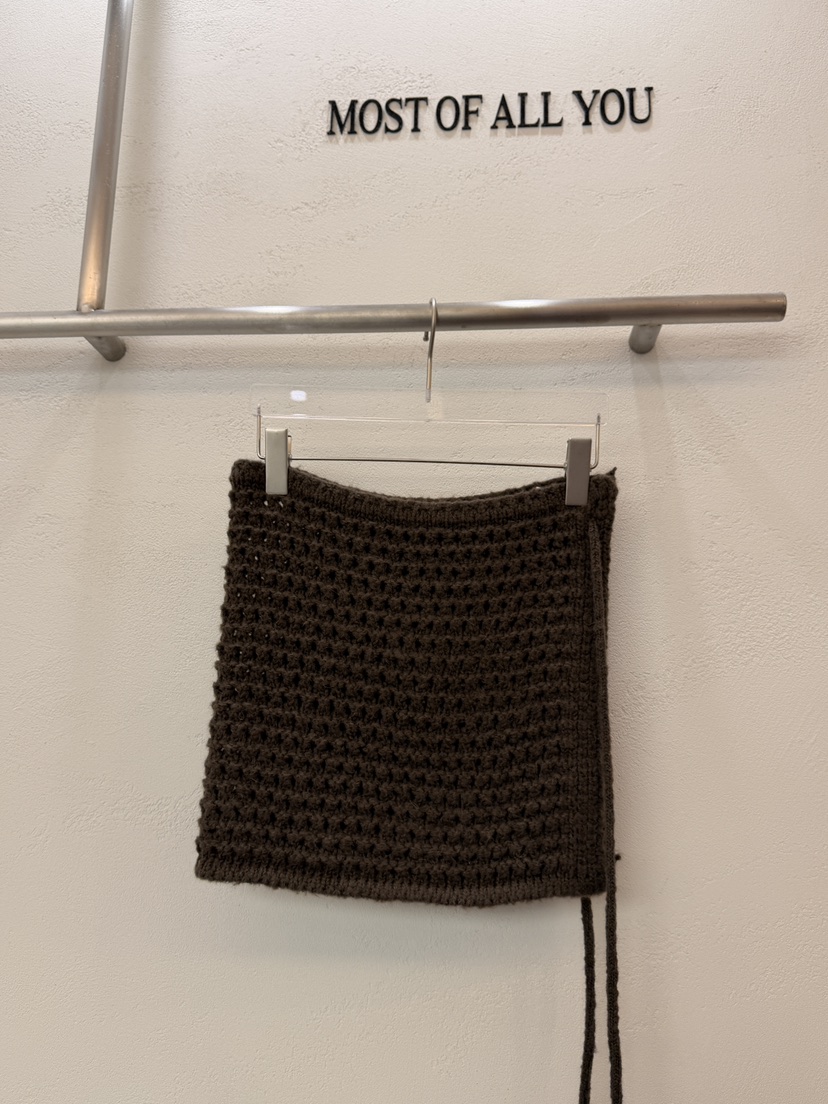 MOST OF ALL U韓國直郵㊣女裝新品25秋冬熱賣職業短裙鏤空MOST OF ALL U短裙圖色2棕色