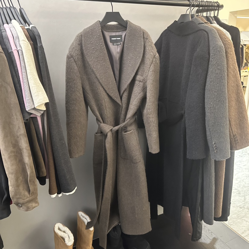 PROJECT WAVE-P東大門㊣代購女士新款真品中長款大衣含腰帶PROJECT WAVE中長款大衣