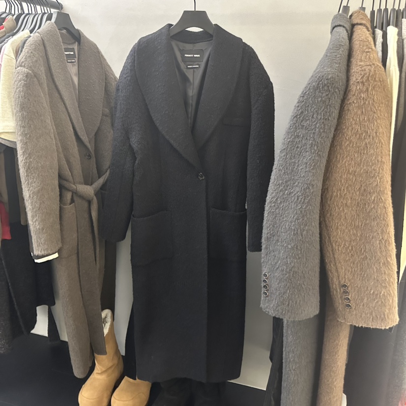 PROJECT WAVE-P東大門㊣代購女士新款真品中長款大衣含腰帶PROJECT WAVE中長款大衣圖色2