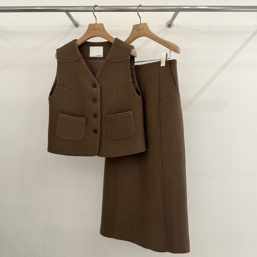 ADELINE韓國代購㊣女士新品25秋冬職業推薦休閑熱賣長裙羊毛ADELINE長裙