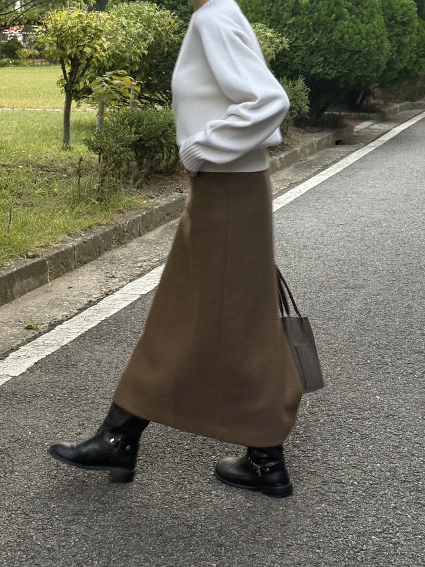 ADELINE韓國代購㊣女士新品25秋冬職業推薦休閑熱賣長裙羊毛ADELINE長裙