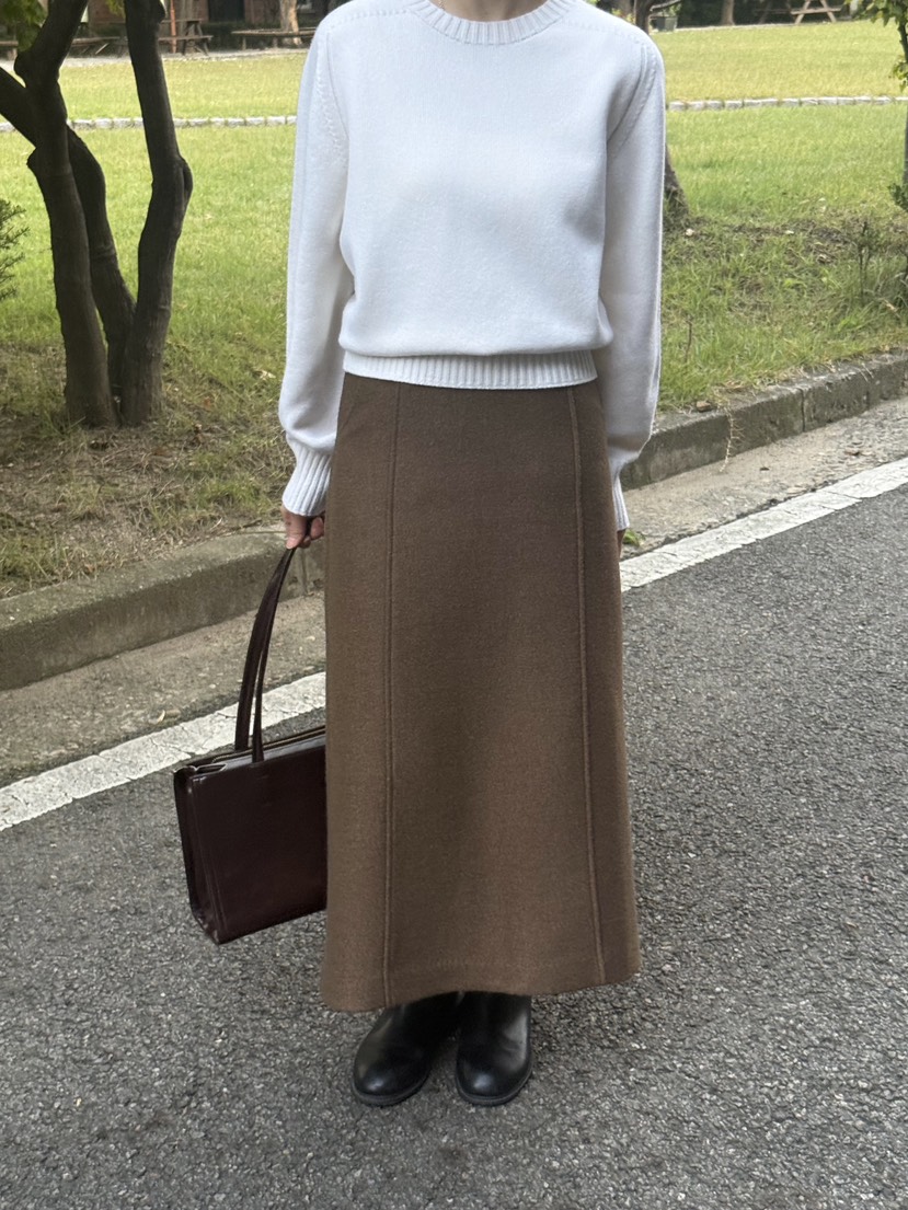 ADELINE韓國代購㊣女士新品25秋冬職業推薦休閑熱賣長裙羊毛ADELINE長裙