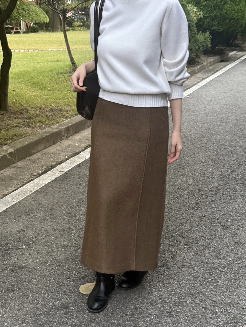 ADELINE韓國代購㊣女士新品25秋冬職業推薦休閑熱賣長裙羊毛ADELINE長裙