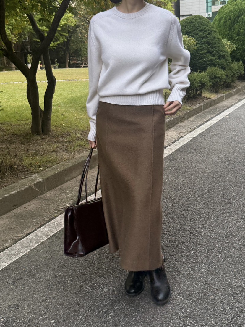 ADELINE韓國代購㊣女士新品25秋冬職業推薦休閑熱賣長裙羊毛ADELINE長裙