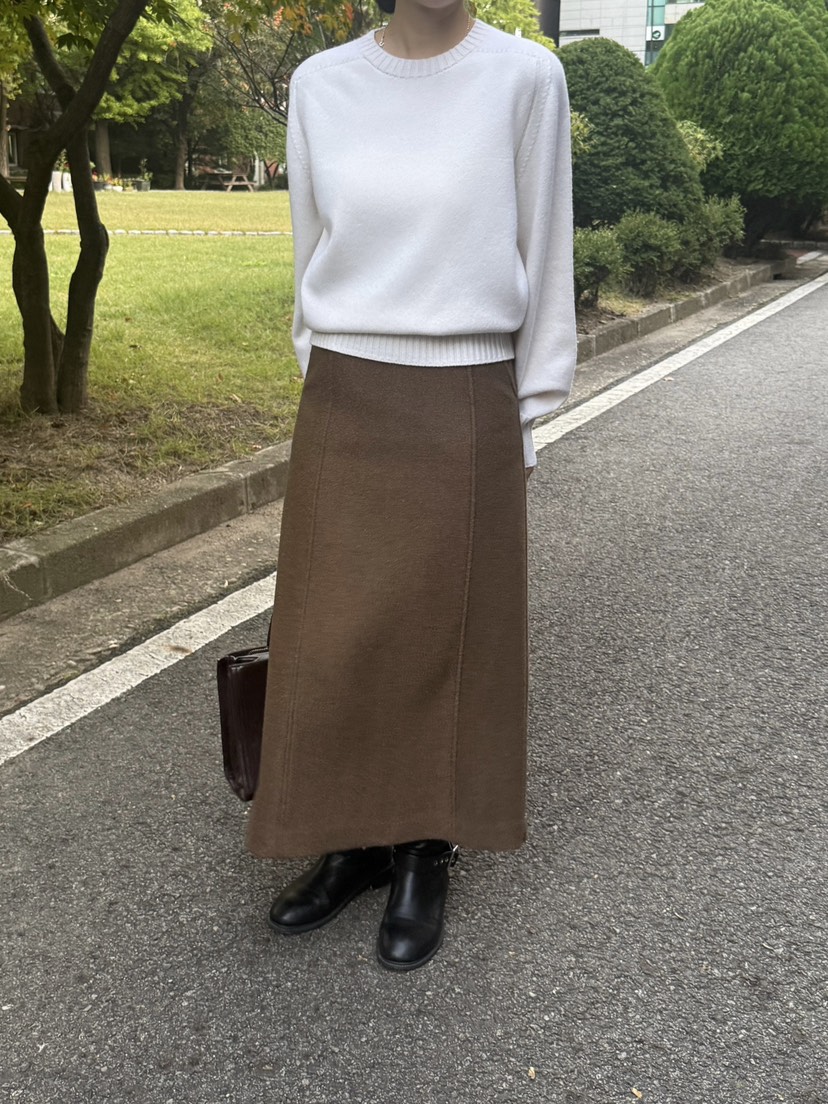 ADELINE韓國代購㊣女士新品25秋冬職業推薦休閑熱賣長裙羊毛ADELINE長裙