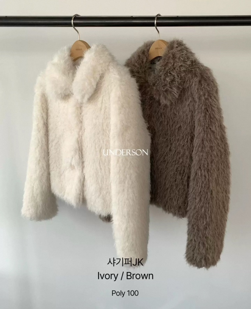 UNDERSON東大門㊣實拍女裝新款人氣推薦真品休閑25秋冬夾克皮草UNDERSON夾克