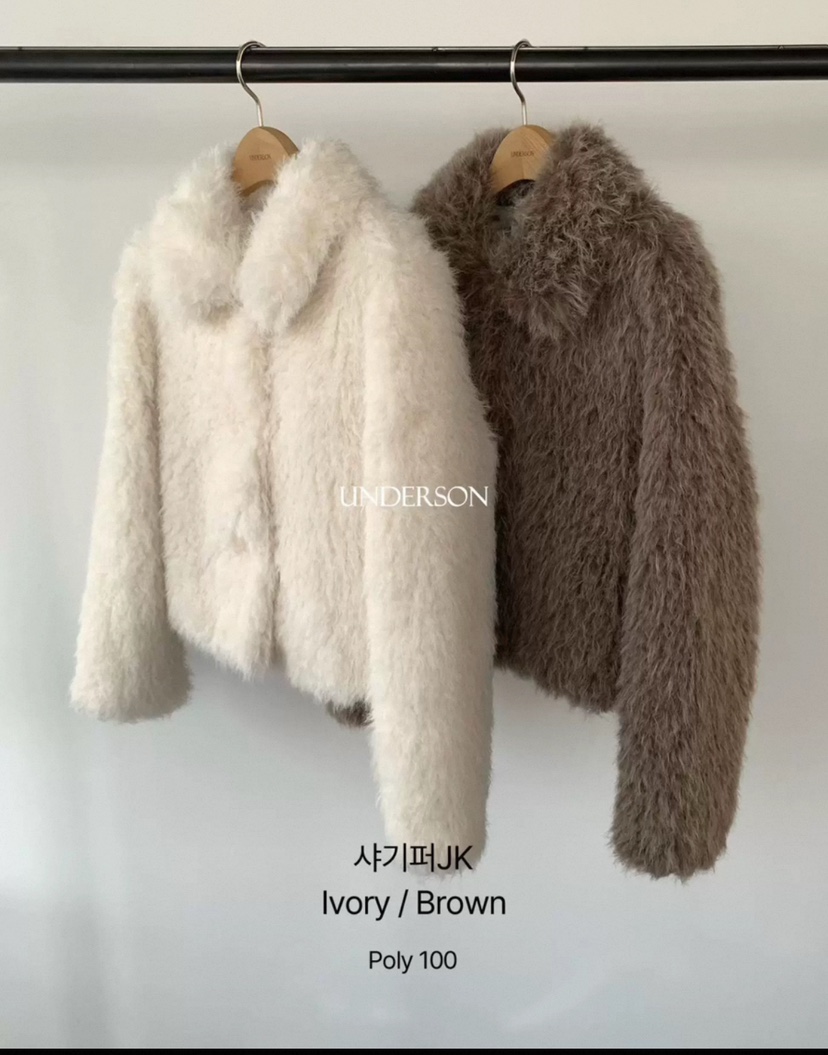 UNDERSON東大門㊣實拍女裝新款人氣推薦真品休閑25秋冬夾克皮草UNDERSON夾克圖色2左二色