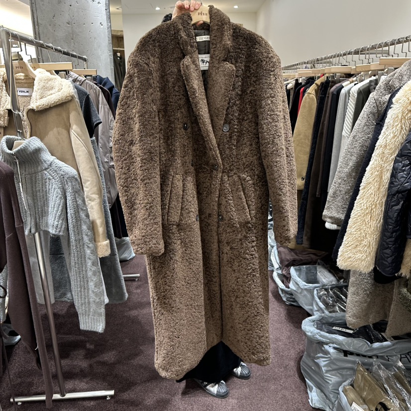 PITA韓國代購㊣女裝新品休閑推薦熱賣職業25秋冬中長款大衣毛皮THE VERLIN/piTa中長款大衣圖色2