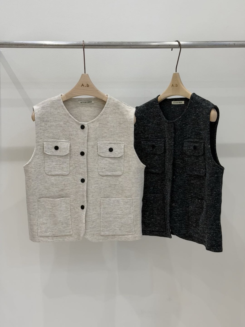 AUTUMN BEIGE-Q韓國直郵㊣女士新款25秋冬職業真品馬甲口袋A.b/AUTUMN BEIGE馬甲