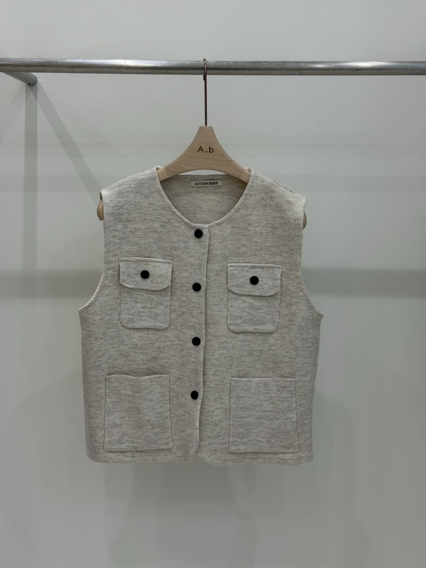 AUTUMN BEIGE-Q韓國直郵㊣女士新款25秋冬職業真品馬甲口袋A.b/AUTUMN BEIGE馬甲