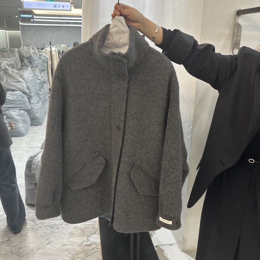 HONG-P韓國直郵㊣女士新品時尚人氣熱賣推薦25秋冬短款大衣羊駝HONG-P短款大衣圖色2