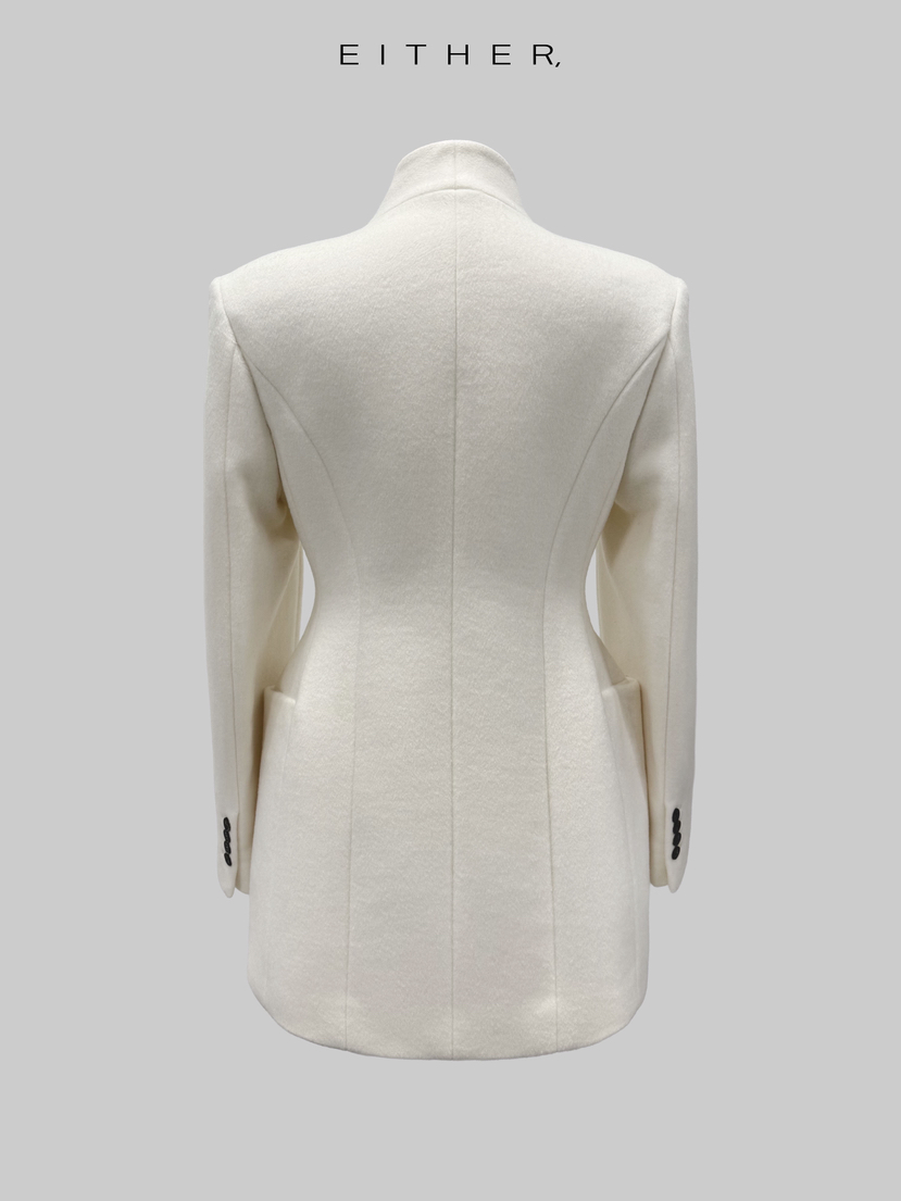 EITHER韓國直郵㊣女士新款熱賣休閑職業人氣短款大衣羊毛混紡EITHER短款大衣