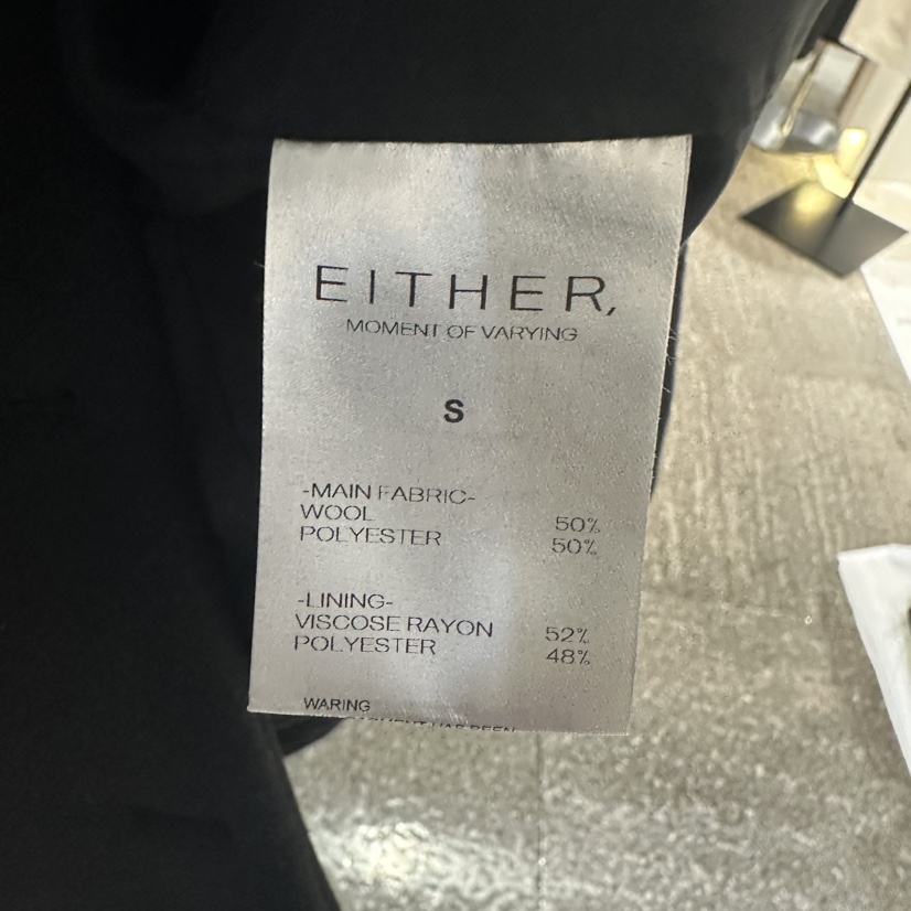 EITHER韓國直郵㊣女士新款熱賣休閑職業人氣短款大衣羊毛混紡EITHER短款大衣