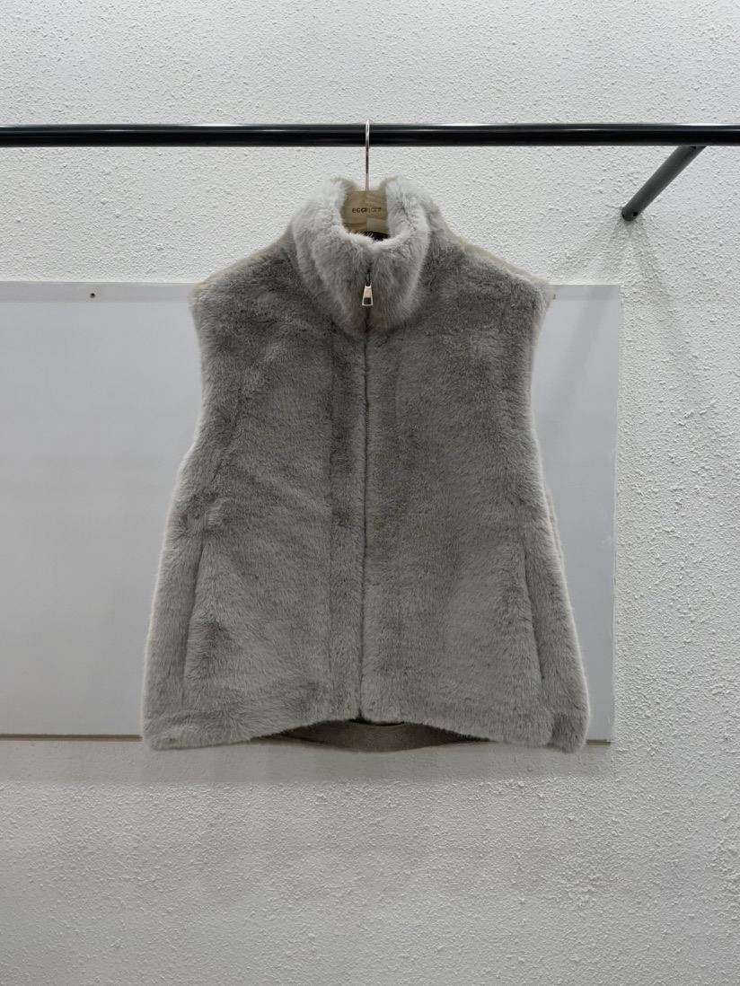 EGGPLANT韓國直郵㊣女裝新款時尚人氣熱賣25秋冬休閑馬甲貂皮EGGPLANT馬甲圖色2