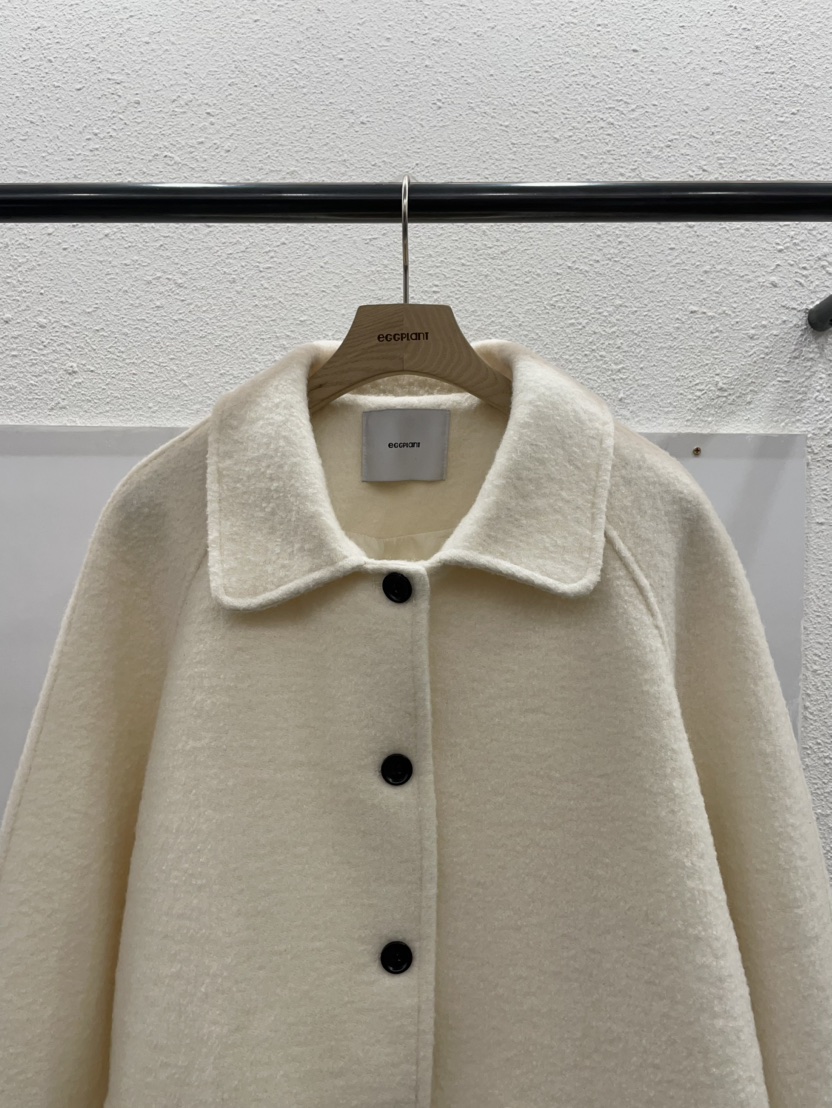 EGGPLANT韓國代購㊣女裝新款人氣時尚推薦中長款大衣羊毛腰帶EGGPLANT中長款大衣