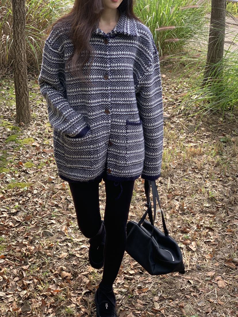 LOGARDEN東大門㊣實拍女裝新款25秋冬時尚職業人氣針織衫口袋LO GARDEN針織衫